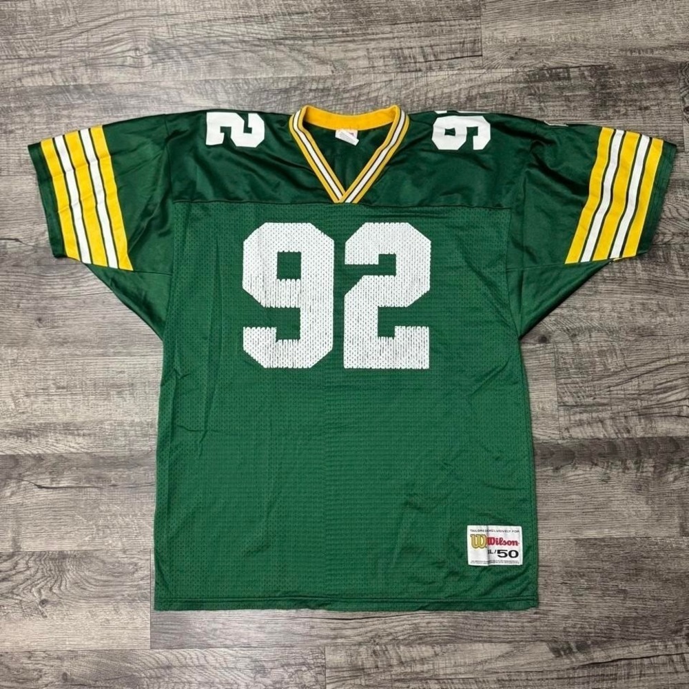 Vintage Wilson Green Bay Packers Reggie White Jersey NFL Football #92 XL